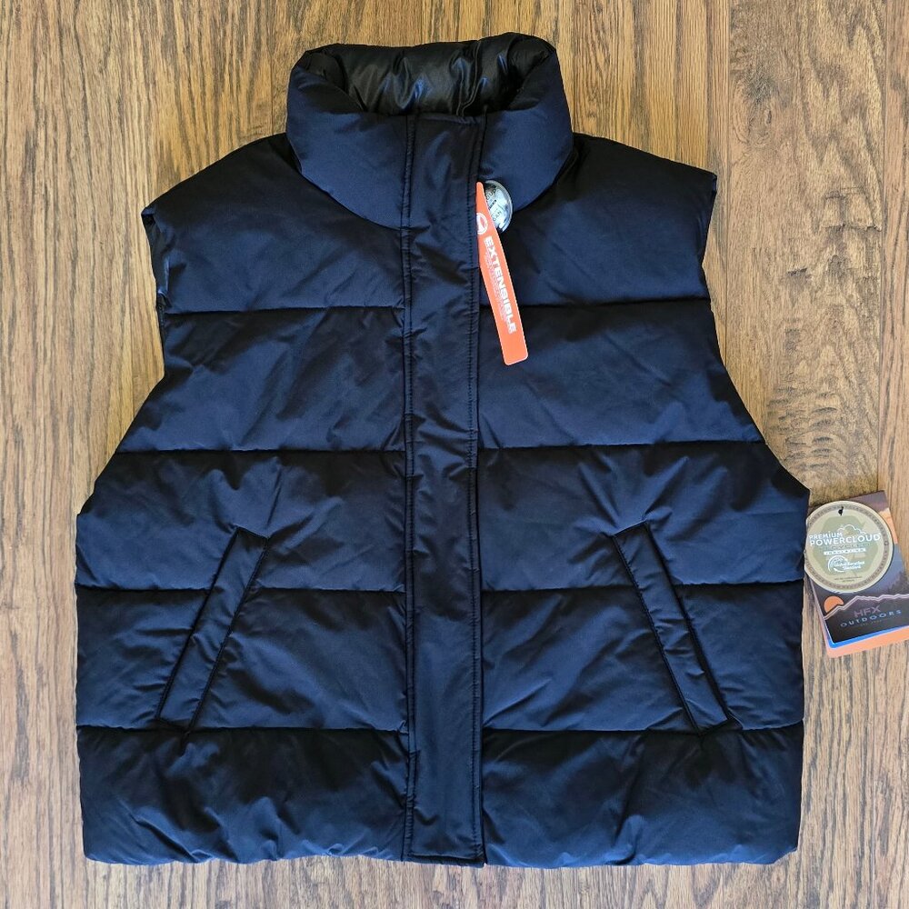 HFX Outdoors Black Puffer Vest NWT - Women's Size L - Vegan Recycled Insulation